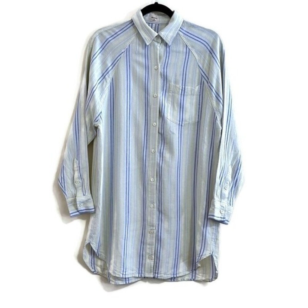 Wilfred Free Women‎ Button Up Shirt XXS Blue Stripe Relaxed Coastal Lightweight